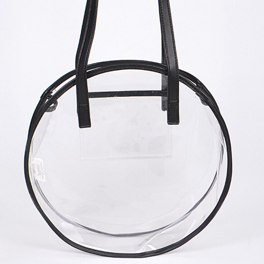 Clear Event Approved Round Shoulder Tote Bag- W/ Black Accents & Pocket - NWT